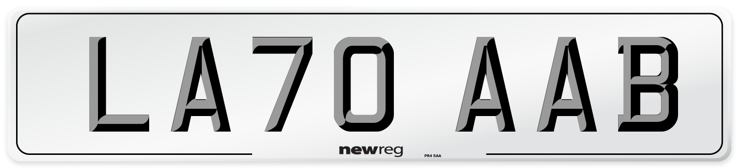 LA70 AAB Front Number Plate
