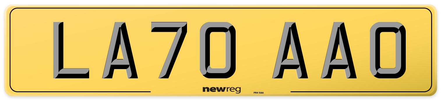 LA70 AAO Rear Number Plate