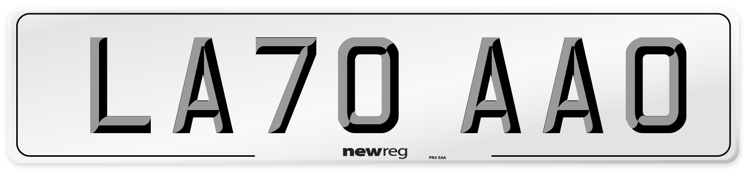 LA70 AAO Front Number Plate