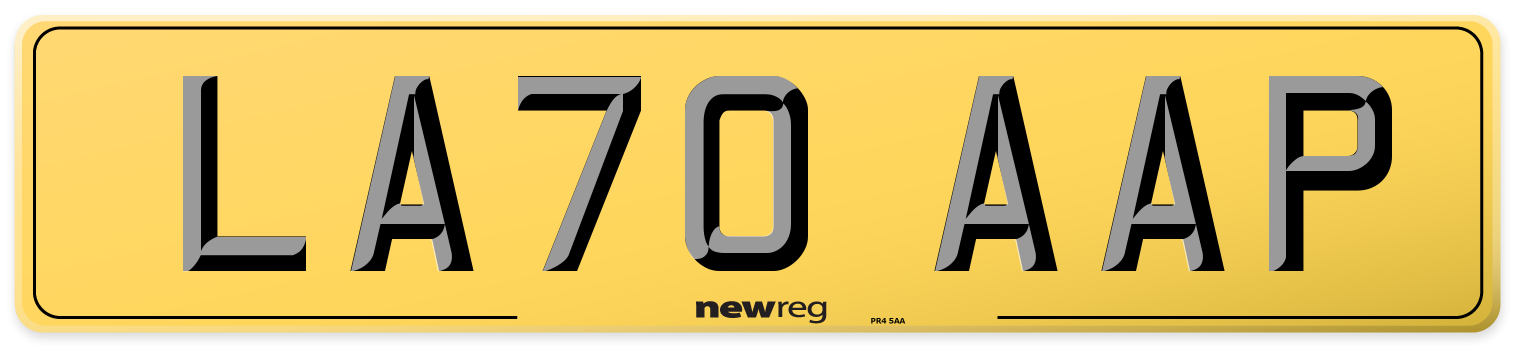 LA70 AAP Rear Number Plate