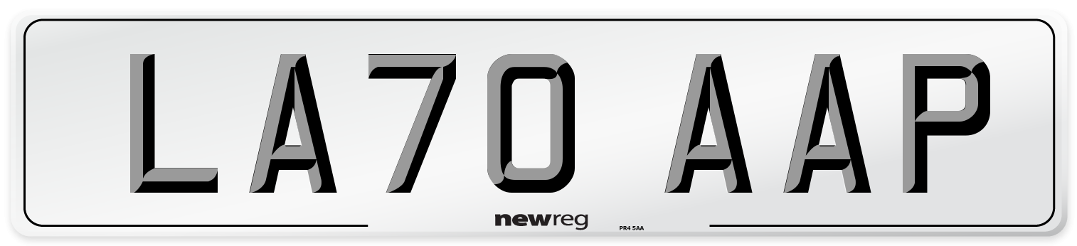 LA70 AAP Front Number Plate