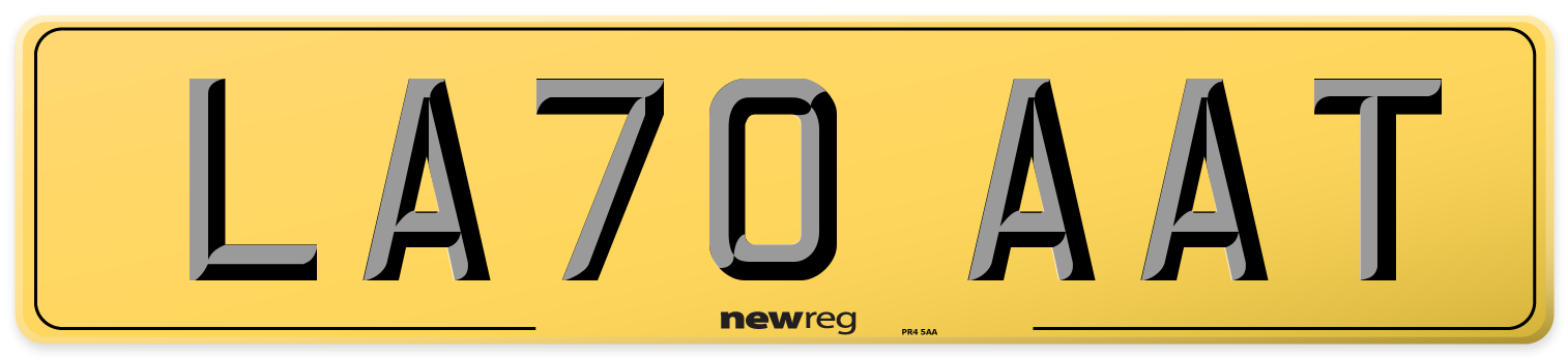 LA70 AAT Rear Number Plate
