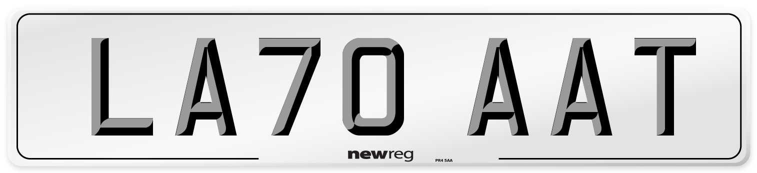 LA70 AAT Front Number Plate