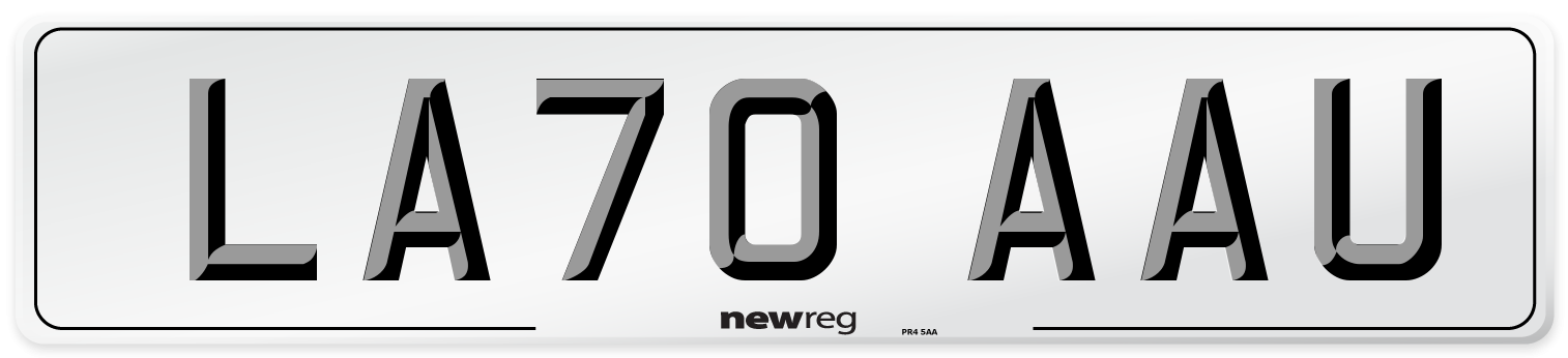 LA70 AAU Front Number Plate