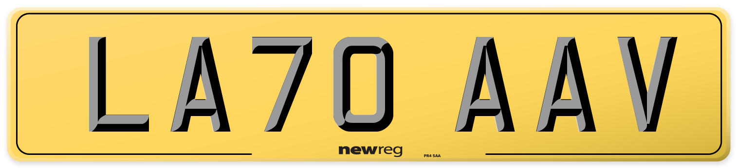 LA70 AAV Rear Number Plate