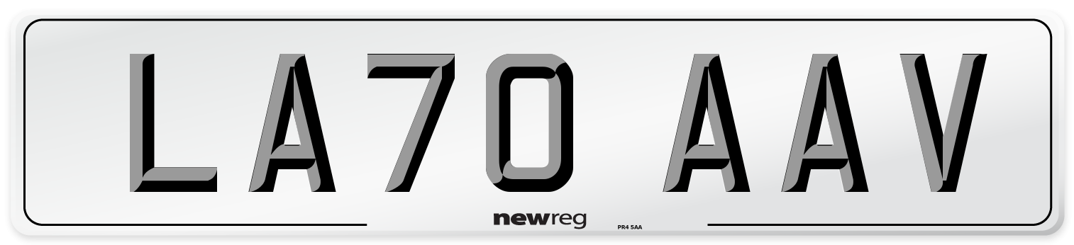 LA70 AAV Front Number Plate