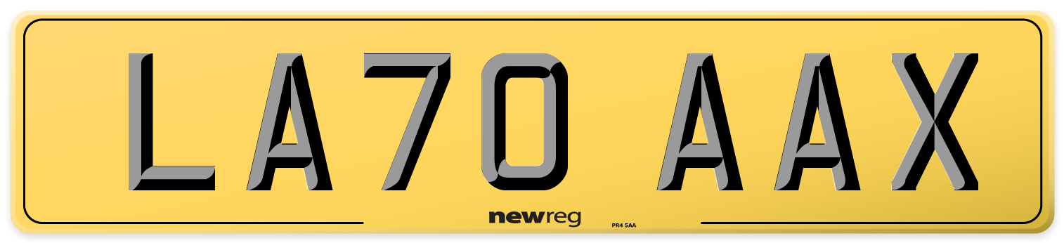LA70 AAX Rear Number Plate