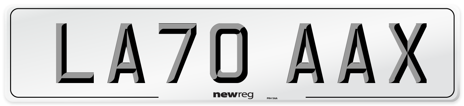 LA70 AAX Front Number Plate