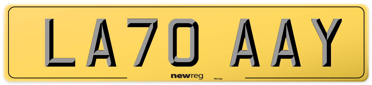 LA70 AAY Rear Number Plate