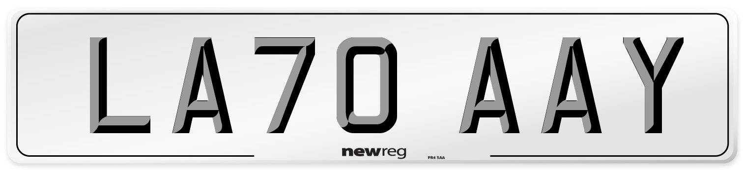 LA70 AAY Front Number Plate