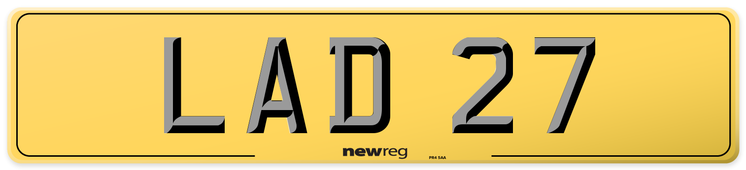 LAD 27 Rear Number Plate