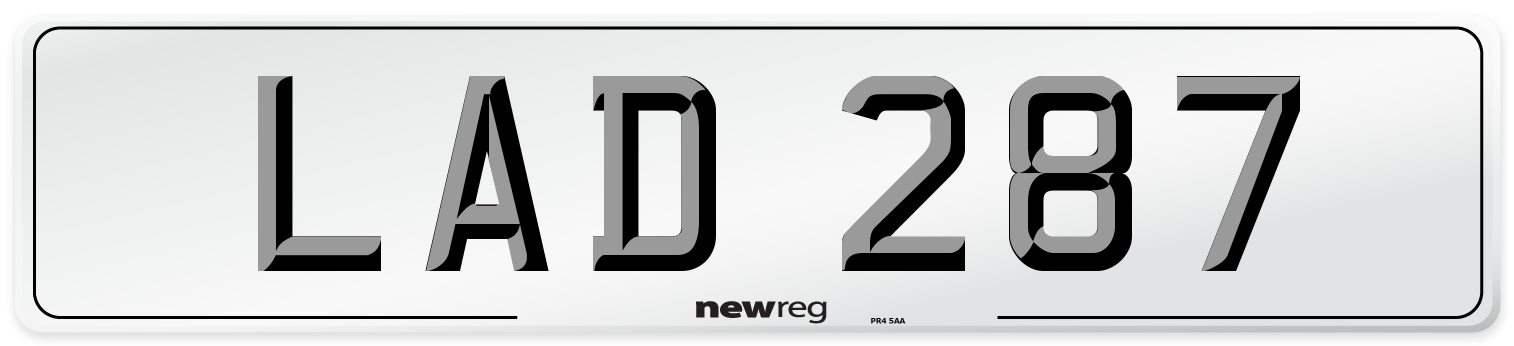 LAD 287 Front Number Plate