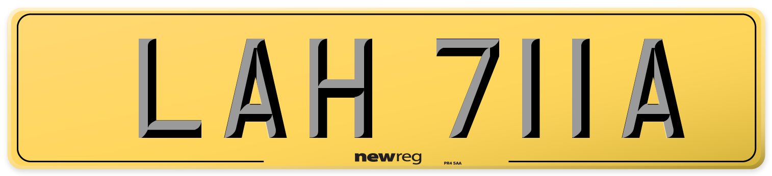 LAH 711A Rear Number Plate