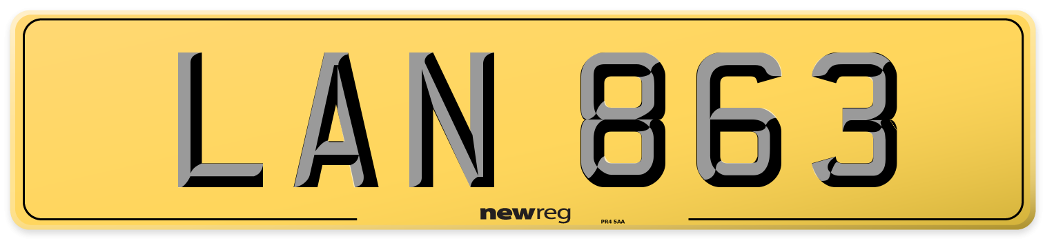 LAN 863 Rear Number Plate