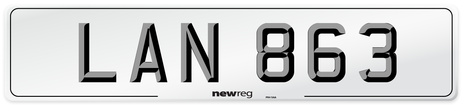 LAN 863 Front Number Plate