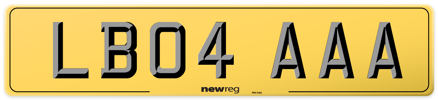 LB04 AAA Rear Number Plate