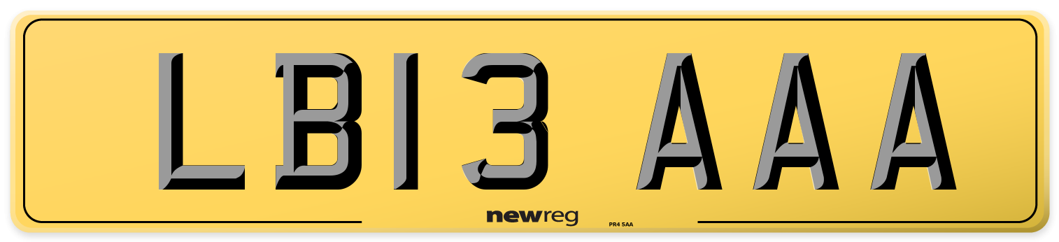 LB13 AAA Rear Number Plate