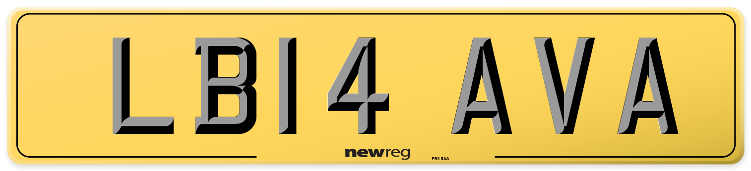 LB14 AVA Rear Number Plate