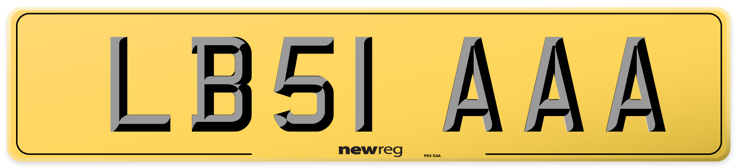 LB51 AAA Rear Number Plate
