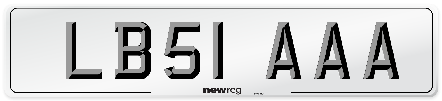 LB51 AAA Front Number Plate