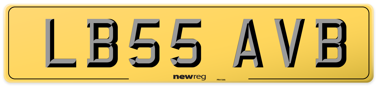 LB55 AVB Rear Number Plate