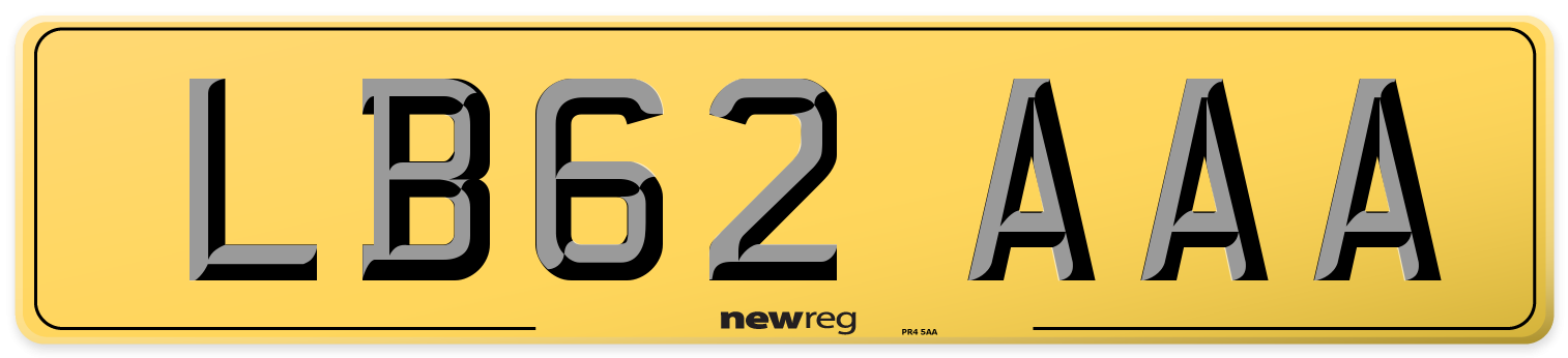 LB62 AAA Rear Number Plate