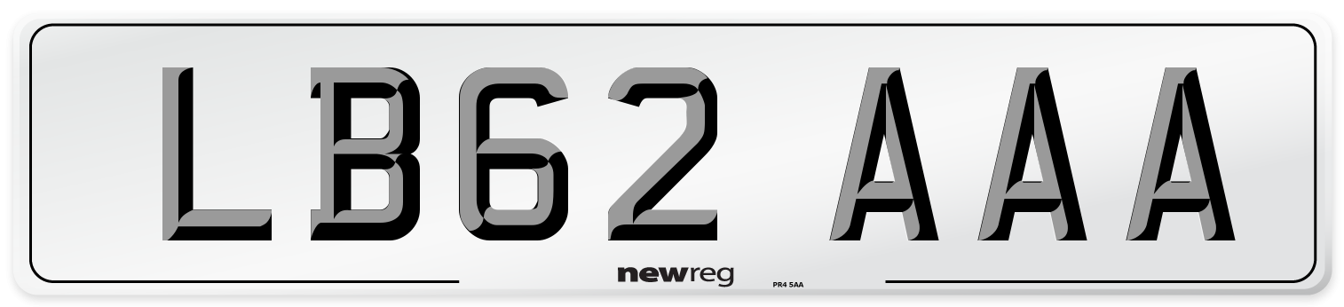 LB62 AAA Front Number Plate