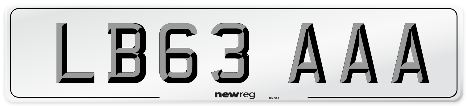 LB63 AAA Front Number Plate