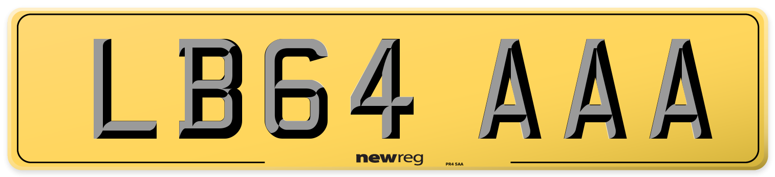 LB64 AAA Rear Number Plate