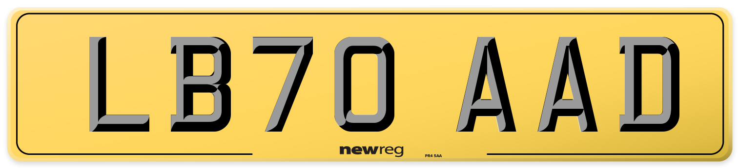 LB70 AAD Rear Number Plate