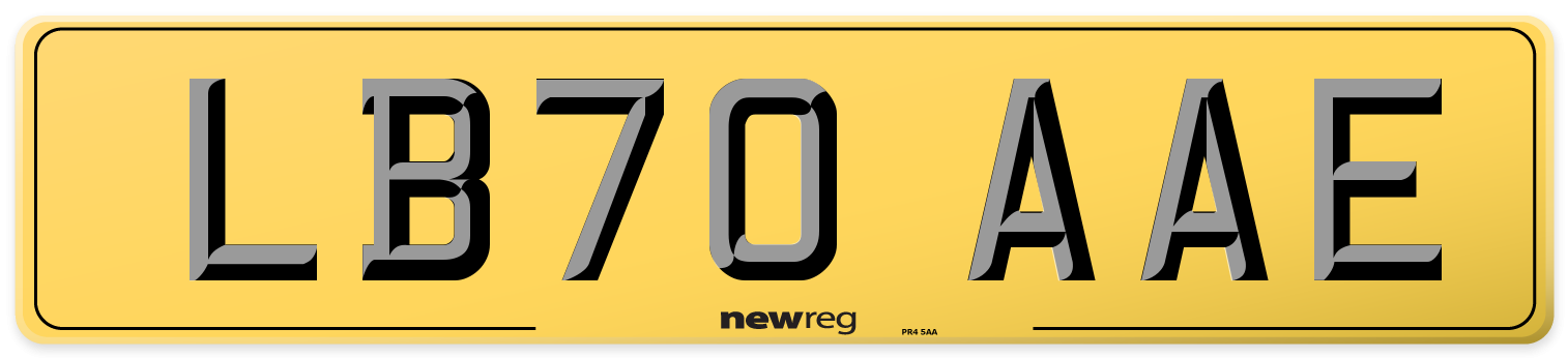 LB70 AAE Rear Number Plate