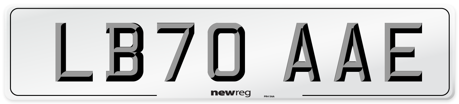 LB70 AAE Front Number Plate