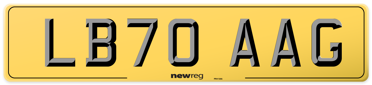 LB70 AAG Rear Number Plate