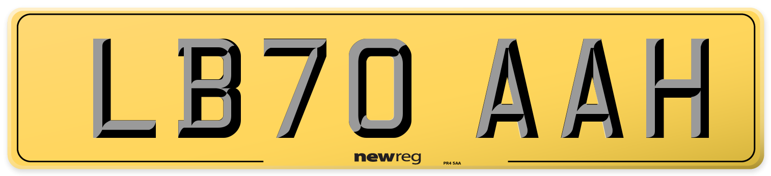 LB70 AAH Rear Number Plate