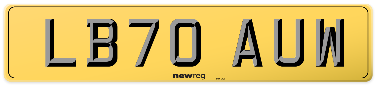 LB70 AUW Rear Number Plate