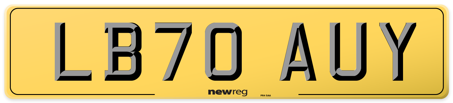 LB70 AUY Rear Number Plate