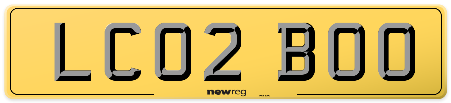 LC02 BOO Rear Number Plate