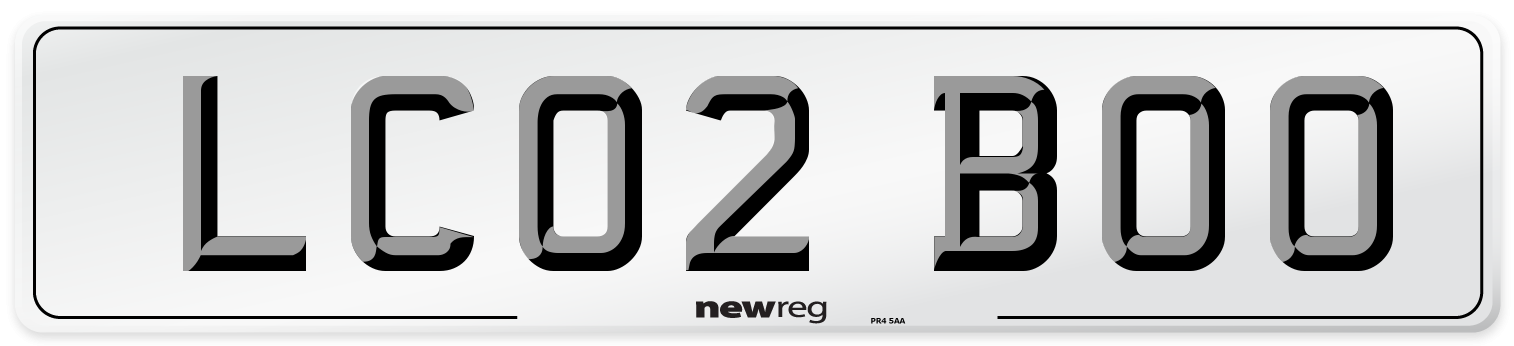 LC02 BOO Front Number Plate