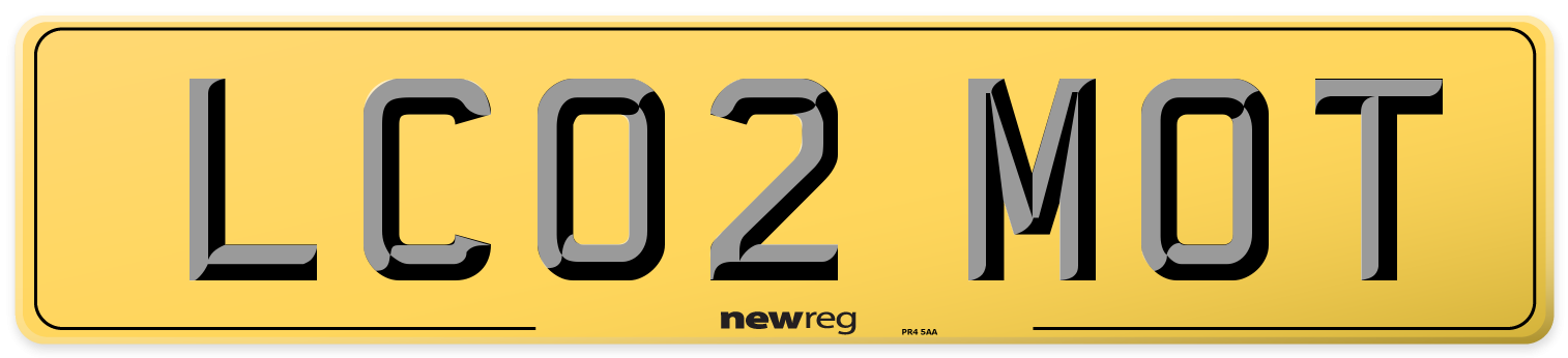 LC02 MOT Rear Number Plate