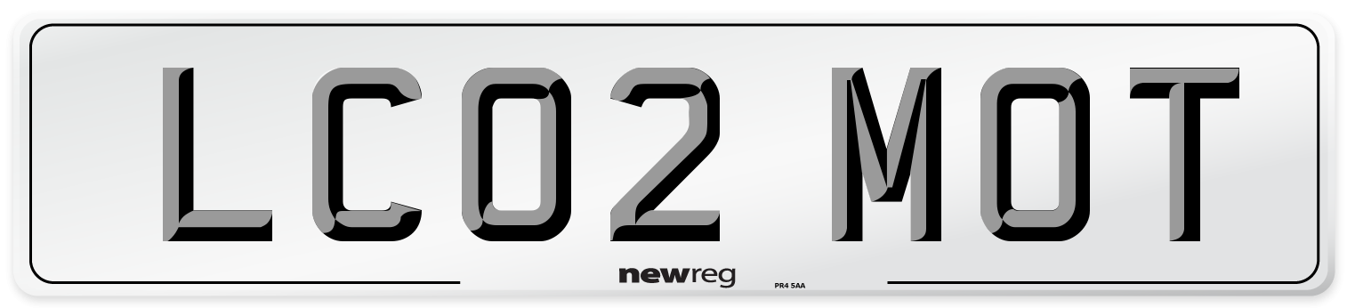 LC02 MOT Front Number Plate
