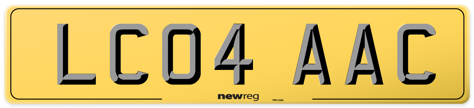 LC04 AAC Rear Number Plate