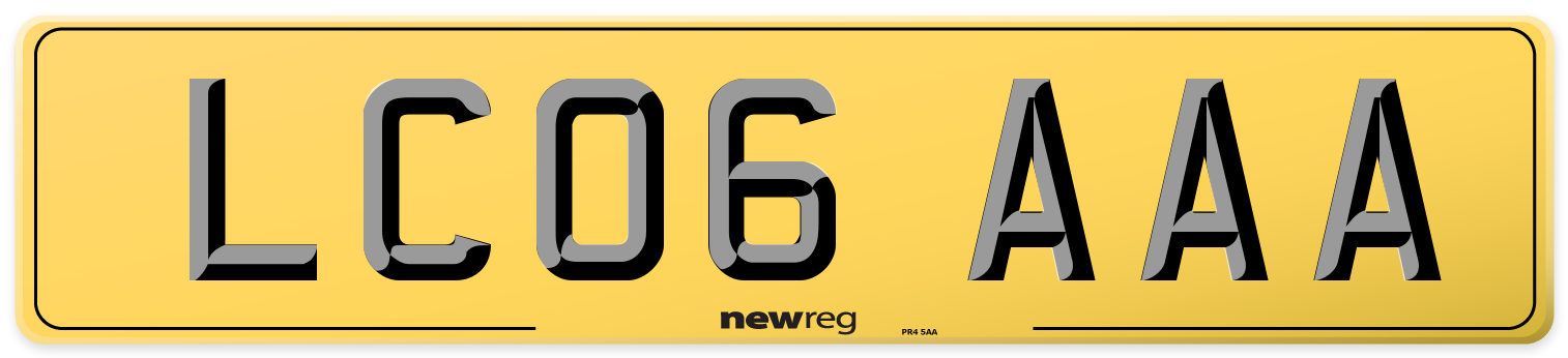 LC06 AAA Rear Number Plate