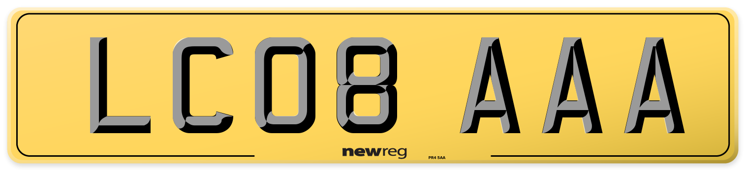 LC08 AAA Rear Number Plate