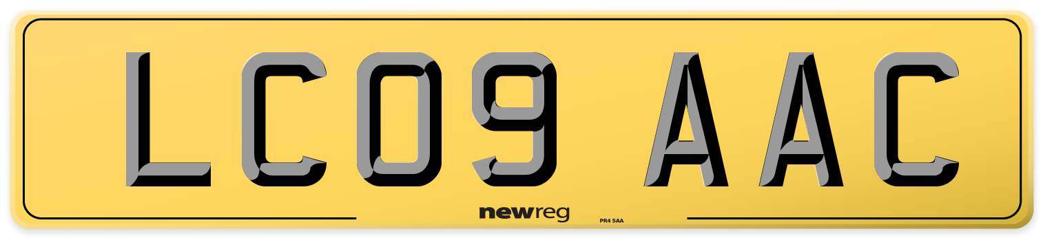 LC09 AAC Rear Number Plate