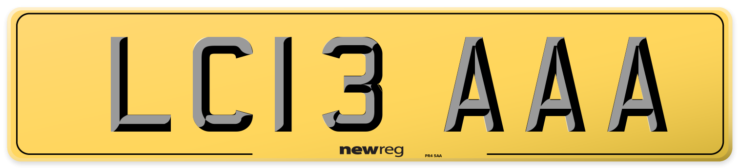 LC13 AAA Rear Number Plate