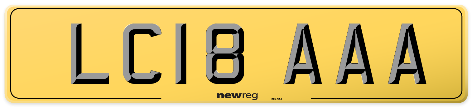 LC18 AAA Rear Number Plate