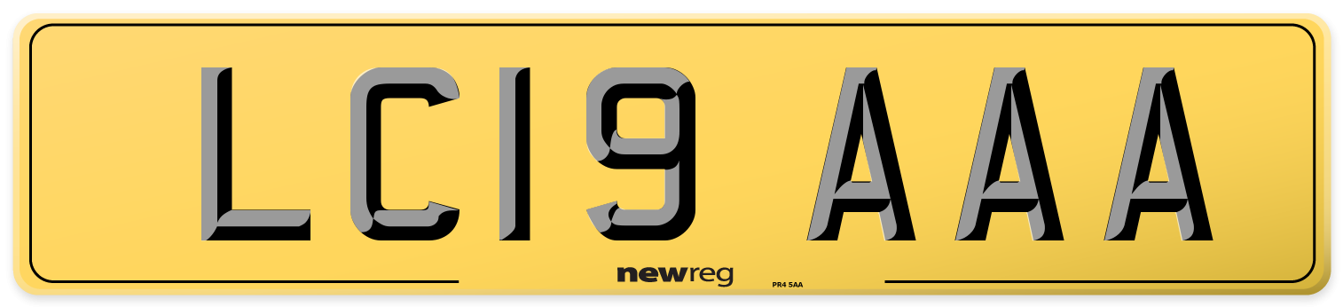 LC19 AAA Rear Number Plate