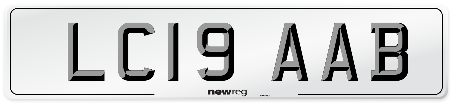 LC19 AAB Front Number Plate