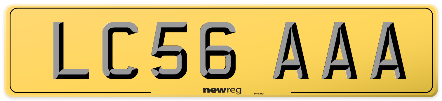 LC56 AAA Rear Number Plate