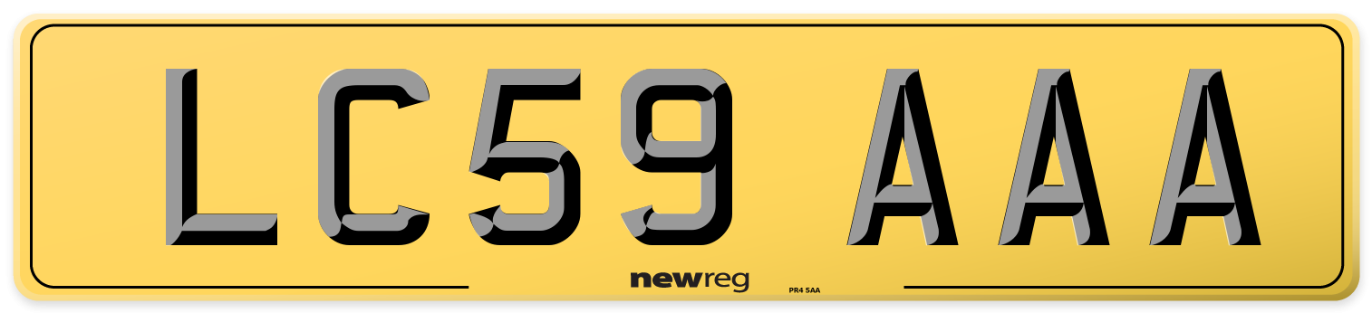 LC59 AAA Rear Number Plate